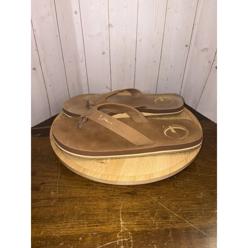 Walk In His Footsteps ‎ Sandals Cross Footprint John 3:16 Brown Size 8